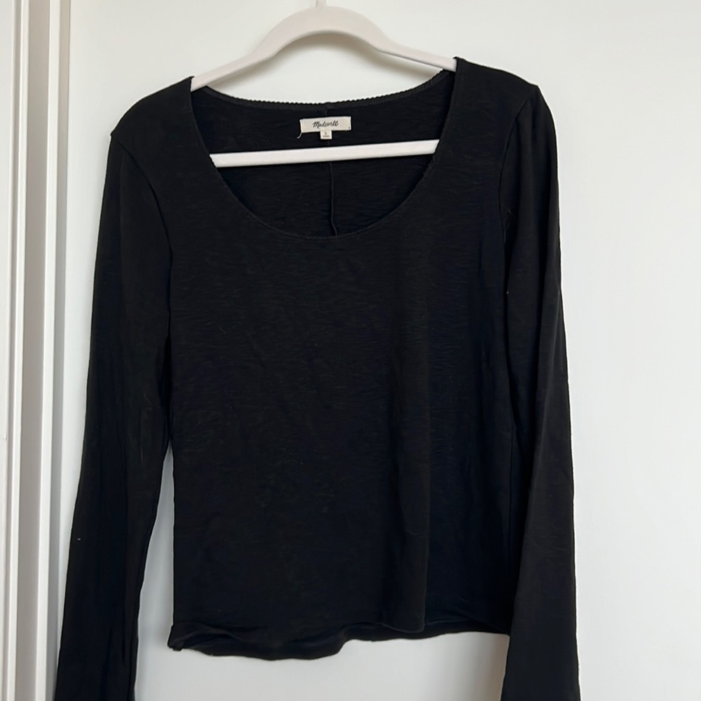 Madewell black long sleeve scoop neck shirt